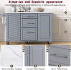 Rolling Kitchen Island Cart with Marble Countertop, Mobile Storage Kitchen Cabinet with Drawers & Cabinets for Small Kitchen Apartment