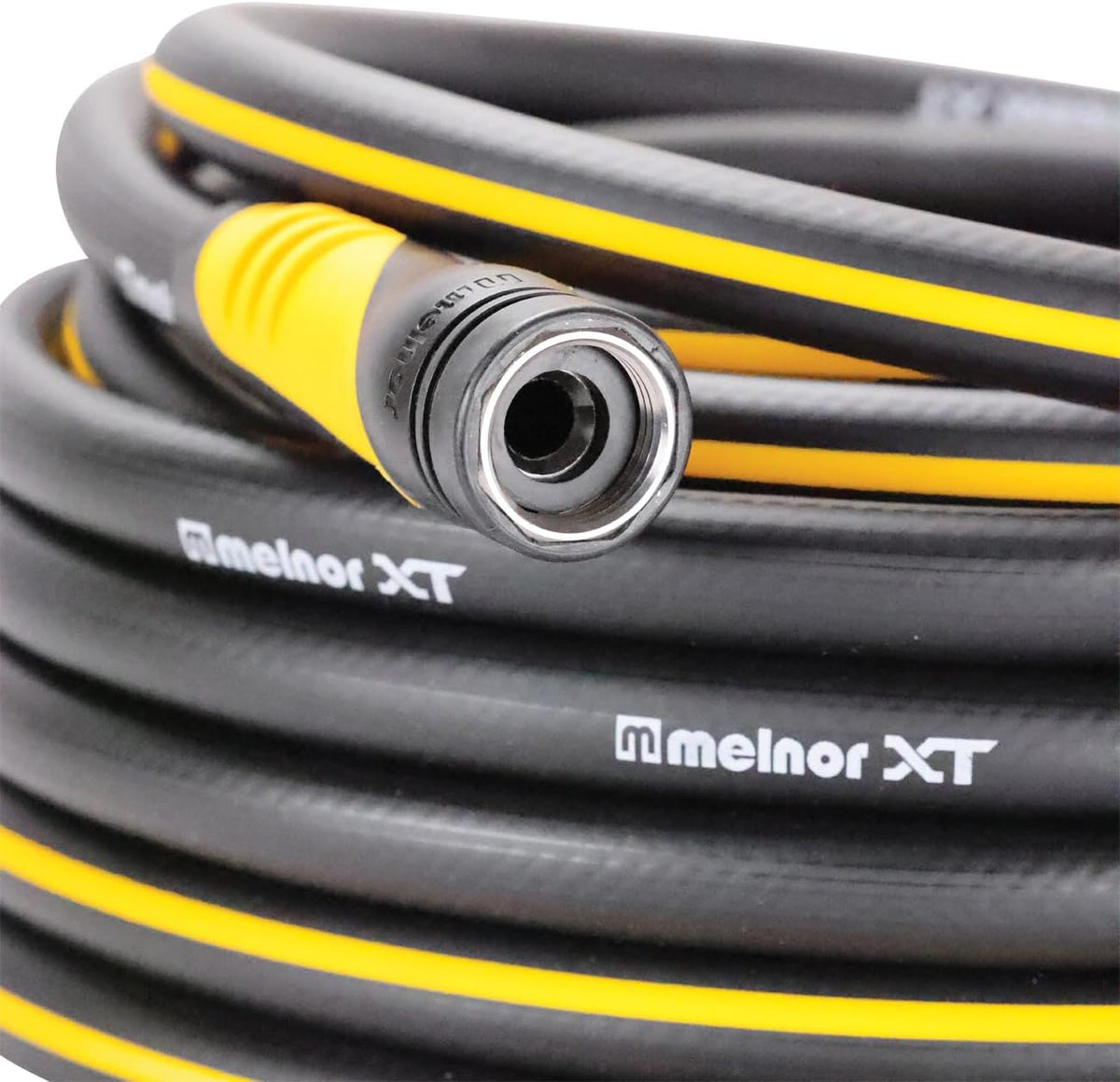 Melnor 88050AMZ XT Fusion Garden Hose 5/8" x 50ft - Durable - Lightweight - Kink-Resistant - Polymer Blend - Black/Orange