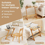 Giantex Bamboo TV Tray Table Set of 2, Z Shaped Sofa Side Table for Eating Snacks Coffee Laptop, Modern TV Dinner for Small Spaces Living Room Bedroom, Natural