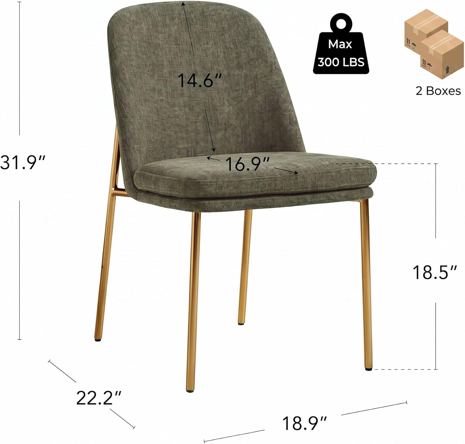 CHITA Modern Dining Chairs Set of 6, FSC Certified Metal Dining Chair for Dining Room, Moss Green