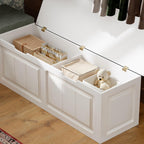 L Shape Storage Bench, Kitchen Breakfast Nook Bench, Backless Corner Bench Nook with Storage, Shoe Benches with Cushion for Entryway Cloakroom, White and Grey, 63”D x 63”W x 18.3”H