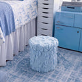 RattanView Foldable Ottoman with Storage 12 Inch Blue Bow Coquette Round Storage Ottoman Small Foot Rest Stool with Lid for Back to School, College Dorm, Bedroom & Office