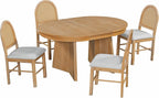 LUMISOL 5-Piece Round Dining Table Set for 4, Extendable Kitchen Table Set with 4 Upholstered Chairs, Kitchen Table and Chairs Set for Dining Room, Kitchen, Natural Wood Wash