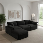 Modular Sectional Sofa Cloud Couch,Down Filled Comfy Cloud Modern Sofa,Black Linen L Shape Oversized Couch Cushion Covers Removable Furniture for Living Room