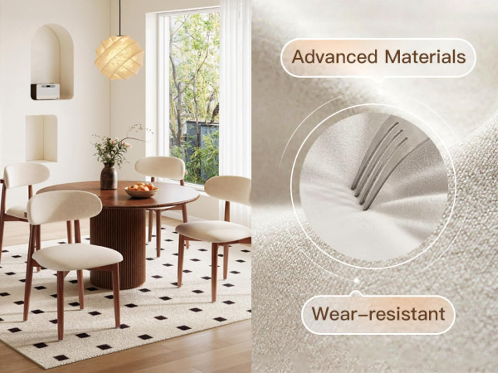 Wood Dining Chairs Set of 2, Modern Kitchen Chair, Upholstered Dining Chair with Ergonomic Backrest and Non-Slip Foot Pads, Farmhouse Dining Chairs Very Strong (Beige)