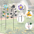 Set of 3 Solar Garden Lights,23'' H Flowers＆Insect Decorative Garden Stakes,Waterproof Metal Spring Yard Art Decor,Solar Stake Lights for Outside,Lawn,Yard,Patio