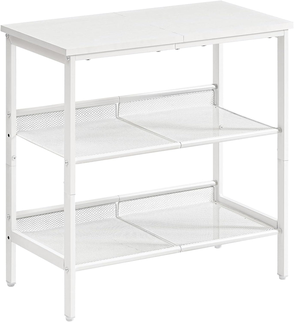 HOOBRO End Table, 3-Tier Narrow Side Table, Nightstand with 2 Flat or Slant Adjustable Shelves for Small Spaces, Hallway, Living Room, Bedroom, Sturdy, Easy Assembly, White WT23BZ01G1