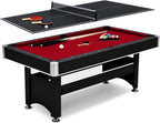 Hathaway Spartan 6 Ft Pool Table, with Ping Pong Multi Game Combo Tables for Family Recreation Game Rooms - Includes Billiard Balls, Cues, Paddles, Brush & More