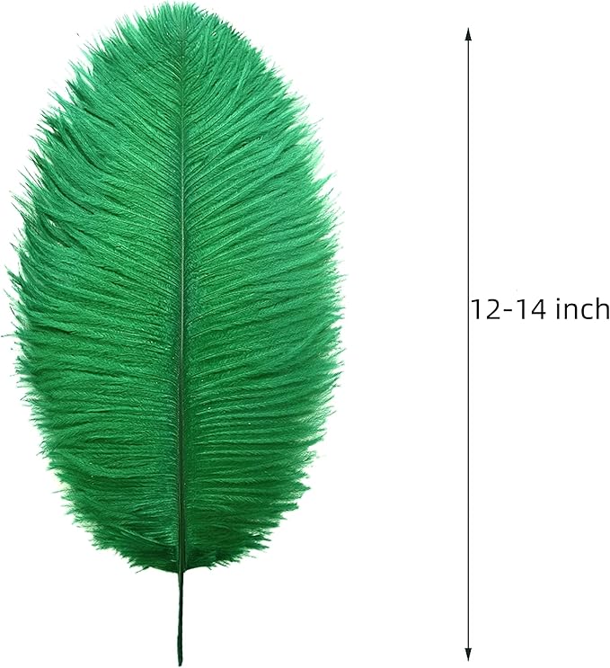 Ballinger Large Green Ostrich Feathers - 24pcs 12-14inch Long Feathers for Vase, Wedding Party Centerpieces Mardi Gras Decorations and Home Decor…