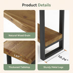 Solid Wood Live-Edge Console Table for Entryway, Farmhouse 63-Inch Narrow Long Sofa Table Behind Couch with Unique Shape, Heavy-Duty Metal Legs, Ideal for Foyer, Entrance, Living Room