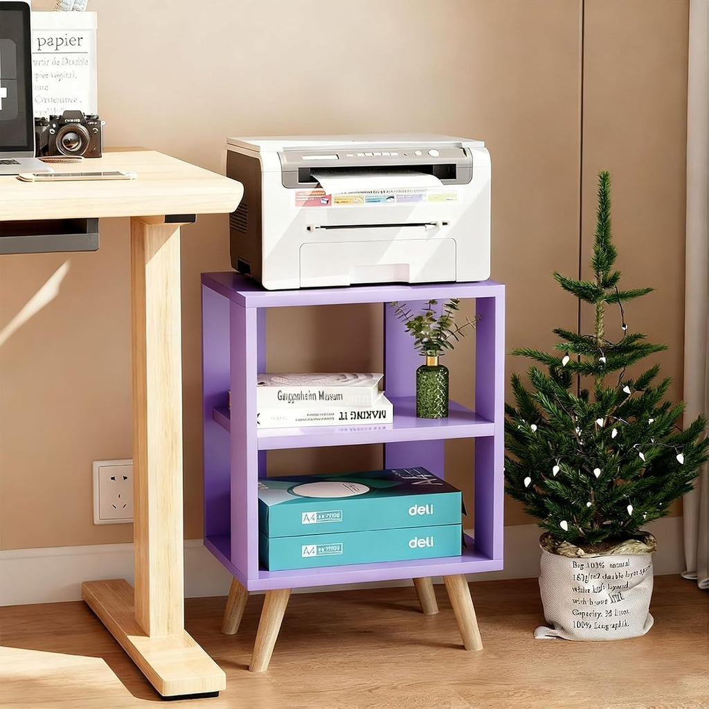 Aenuert Night Stand, Purple Nightstand, Modern End Table with Open Storage, 2-Tier Wooden Bedside Table for Small Space, Living Room, Bedroom