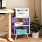 Aenuert Night Stand, Purple Nightstand, Modern End Table with Open Storage, 2-Tier Wooden Bedside Table for Small Space, Living Room, Bedroom