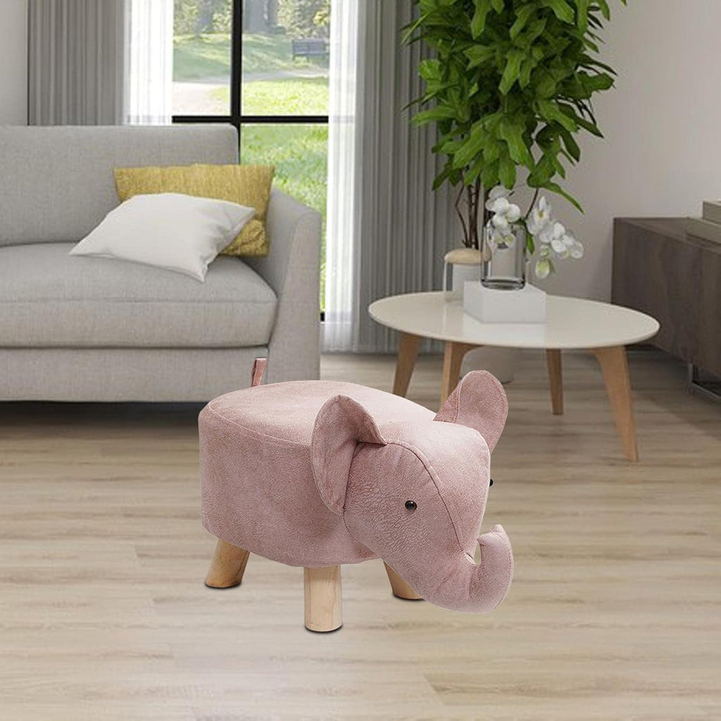 Animal Footstool Elephant Bench Portable Shoe Changing Cute Storage Wooden Ottoman Stool Sofa Tea Stool for Decoration Bedroom Living, Pink