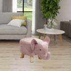 Animal Footstool Elephant Bench Portable Shoe Changing Cute Storage Wooden Ottoman Stool Sofa Tea Stool for Decoration Bedroom Living, Pink