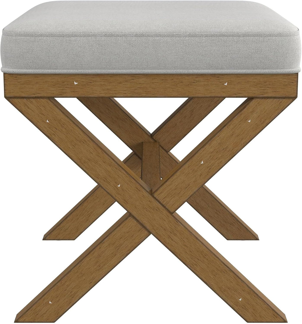 Hillsdale Somerset Backless Wood Vanity Stool for Makeup Room or Bathroom, Dark Driftwood
