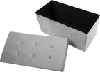 Storage Ottoman - Velvet Tufted Footrest, Linen Chest, or Bench Organizer with Removable Lid for Bedroom, Dorm Room, or Entryway by Lavish Home (Gray)