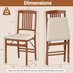 Giantex Folding Dining Chairs Set of 2, Foldable Wood Kitchen Chairs with Padded Seat, Max Load 420 Lbs, No Assembly, Wooden Dining Room Chair, Armless Side Chair for Home Apartment, Fruitwood & Beige