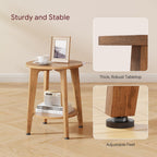 Simple Trending Round Side Table, Small End Table, Nightstand Bedside Table with Tapered Legs, for Living Room, Rustic Walnut