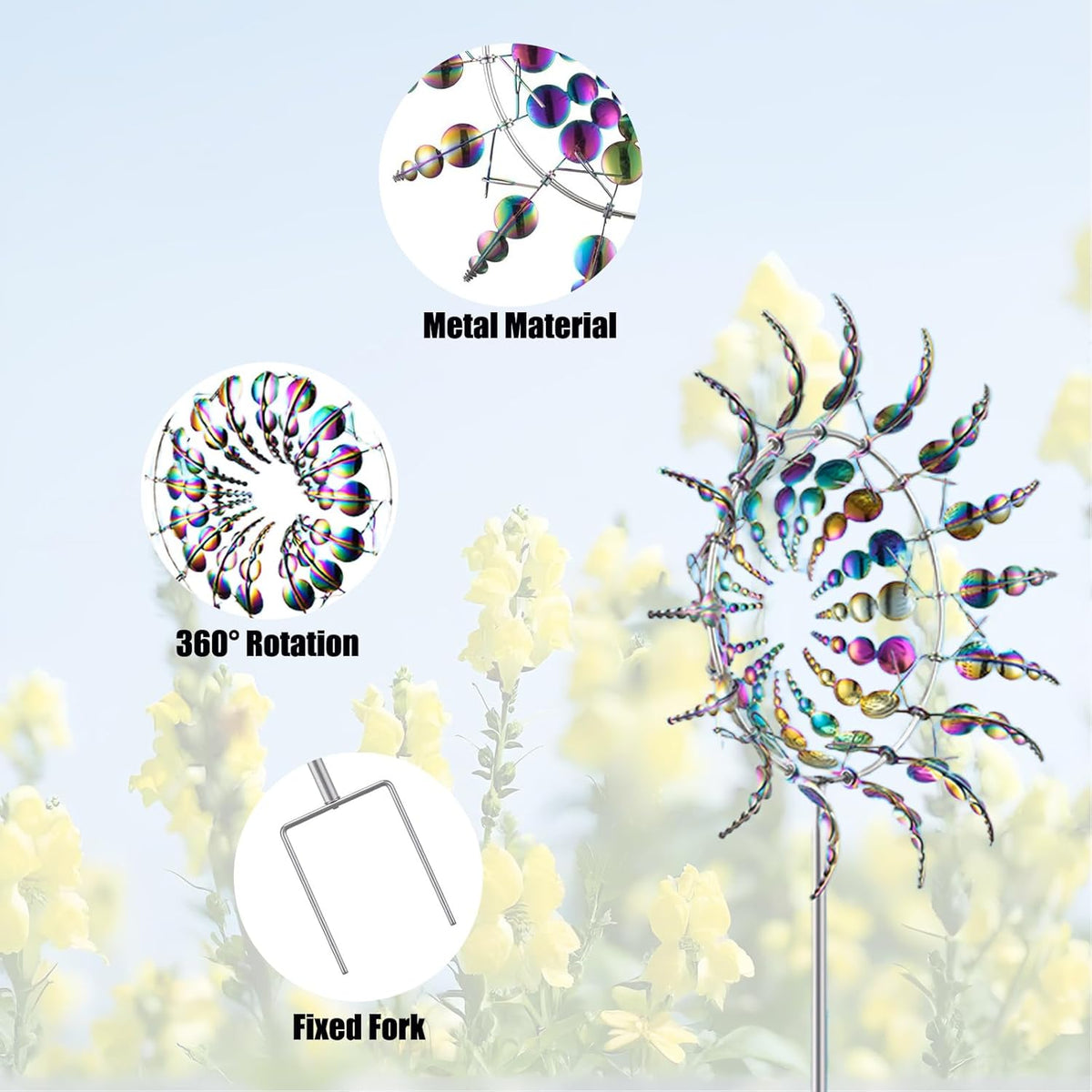 Magical Metal Windmill, Wind Spinners for Yard Garden, Outdoor Spinners, Windmill for Yard, Wind Sculptures & Spinners for Yard Garden Patio Decoration (1PCS Colorful)