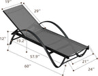 Shintenchi Patio Chaise Lounge Set of 2, Pool Chaise Lounge with Arm,Outdoor Lounge Chair with 5 Adjustable Backrest,Sunbathing Recliner,Beach Chair,Pool Chairs,Dark Grey