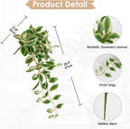 DILATATA Fake Hanging Plants Artificial Hanging Plants 26" Faux Peperomia Hanging Leaves Plants for Wall Shelf Home Indoor Outdoor Decor - 2 Pack