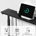 Keelian 78 inch Behind Couch Table with Outlets Adjustable Sofa Table Black