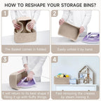 3 Pack Small Storage Baskets for Organizing, 11.8×7.8×5.1", Mixed Brown | Woven Baskets for shelves, Cotton Rope Basket for Gifts Empty, Closet Organizer Bins with Handles, Cube Decorative Box