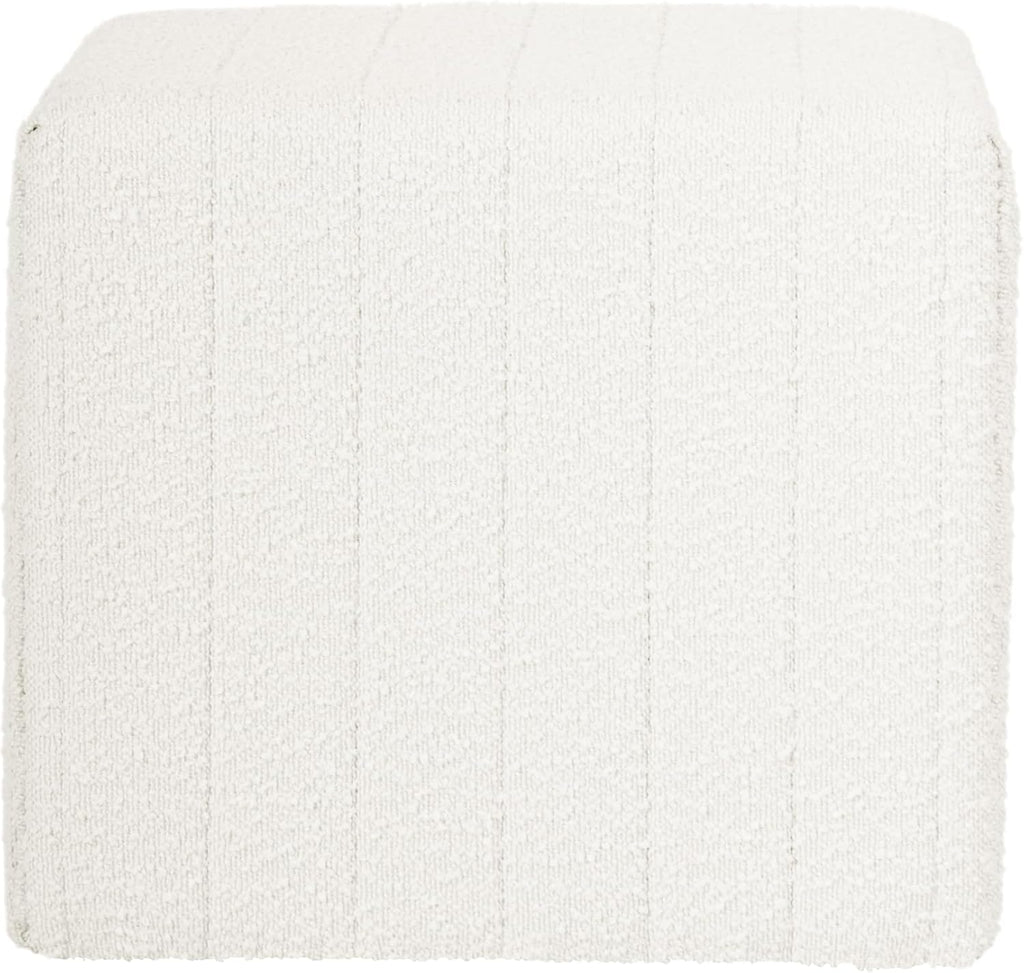 HomePop 19" Modern Channel Tufted Ottoman - Cream Boucle