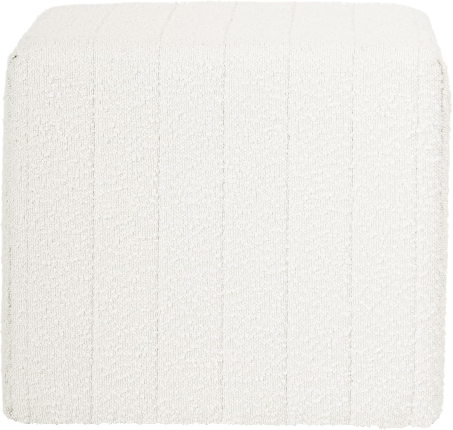 HomePop 19" Modern Channel Tufted Ottoman - Cream Boucle