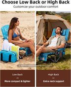 Abahub Beach Chair Low/High Back with Carry Bag Lightweight Comfortable Portable Outdoor Camping Chair Blue Low 1 Pack