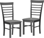HOMCOM Wooden Dining Chairs Set of 2, Farmhouse Upholstered Kitchen Chairs with Rubber Wood Frame for Living Room, Dining Room, Black and Gray