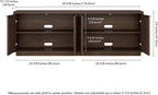 Henn&Hart 70" TV Stand for TVs up to 78", Rich Brown | Elegant ribbed doors, adjustable shelves, and cable cut-outs create stylish, clutter-free storage for any room
