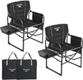 SUNNYFEEL Oversized Directors Camping Chair for Adults with Side Table | Padded Portable Folding Camp Chair Support 300LBS with Cup Holder, Side Pocket & Carry Bag, Black for Camping, RV, Lawn, Fish