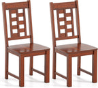 GIANTEX Wooden Dining Chairs Set of 2, Kitchen Chair w/Solid Rubber Wood Frame, High Hollowed Backrest, Wide Seat, 400 LBS Load, Farmhouse Side Chairs for Kitchen, Dining Room, Living Room