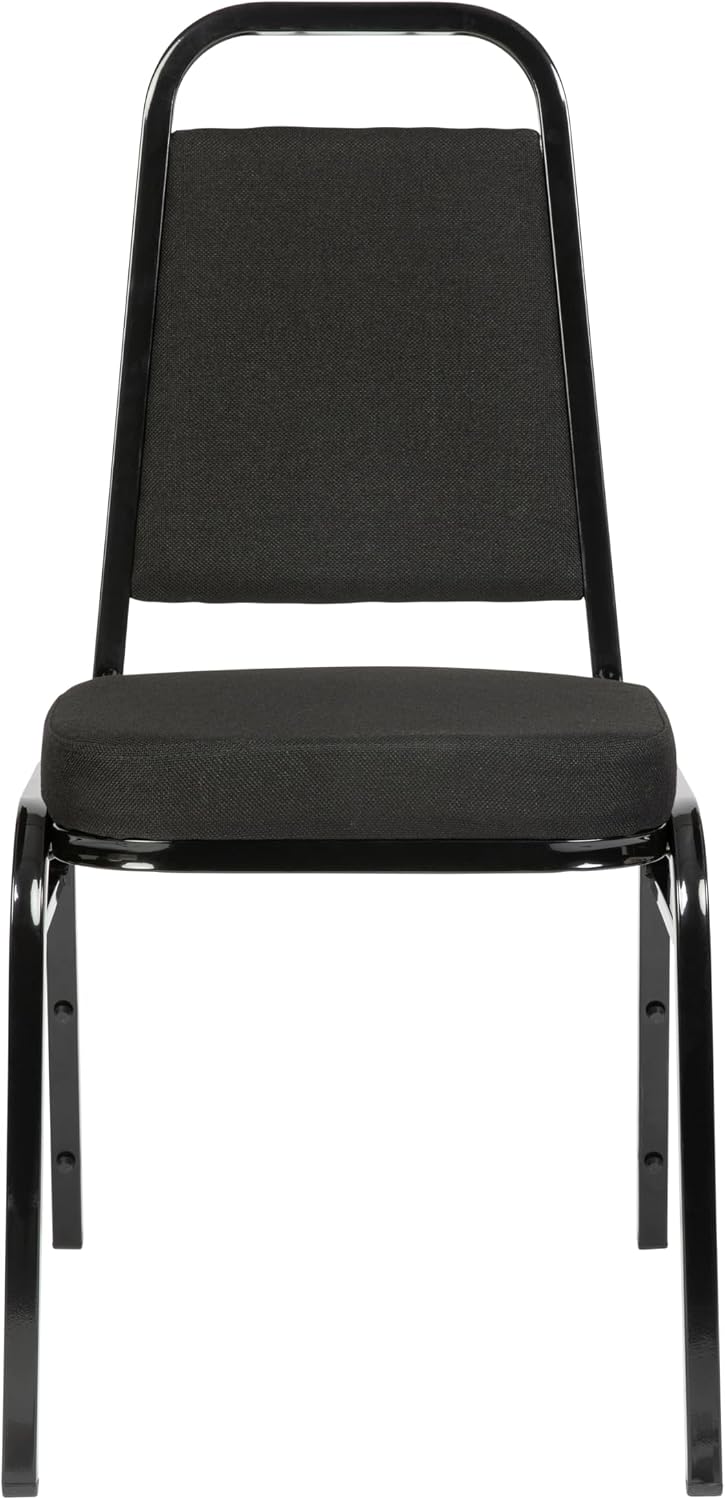 Flash Furniture Hercules Series Trapezoidal Back Stacking Banquet Chair with 2.5" Thick Seat in Black Fabric - Black Frame
