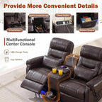 MANBUR Dual Power Lift Recliner Loveseat for Elderly, 2-Seat Electric Recliner Sofa with Massage & Heat, Double Reclining Seating w/Cup Holders, USB Charging, Faux Leather Brown