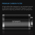 AC Infinity Air Carbon Filter 4" with Premium Australian Virgin Charcoal, for Inline Duct Fan, Odor Control, Hydroponics, Grow Rooms