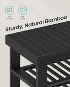 SONGMICS Shoe Rack Bench, 4 Tier Bamboo Shoe Storage Organizer, Entryway Bench, for Living Room, Bathroom, Bedroom, 11.3 x 35.2 x 20.5 Inches, Ink Black ULBS390BH01