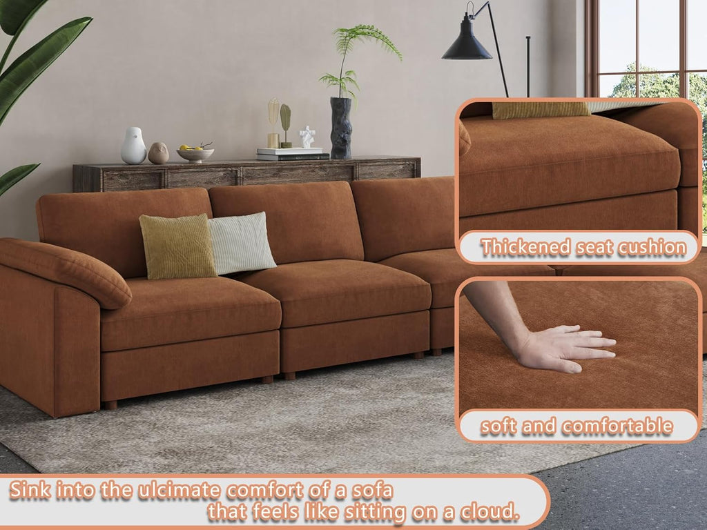 EASE MOOSE Ottoman Module for Chenille Modular Sectional Sofa, Sectional Couch Ottoman,Brown