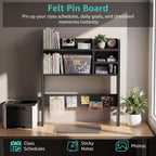 30" Black Desk Hutch Dorm Top Only with Sheves Felt Board for College