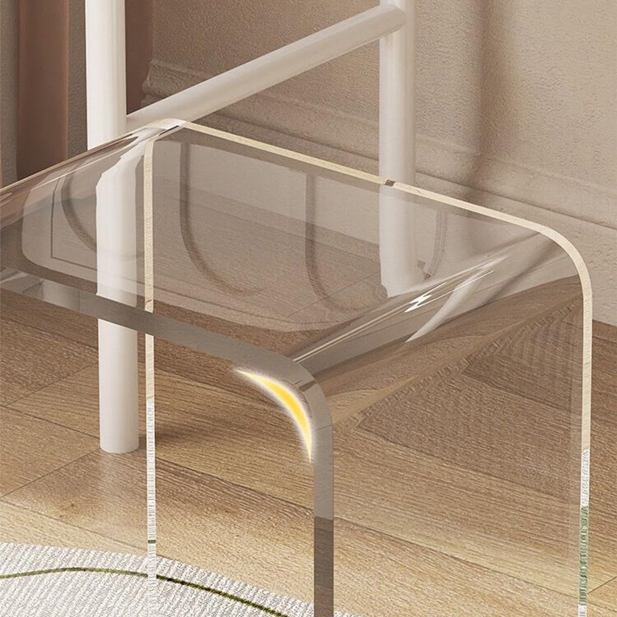 Acrylic 15 Inch Small Stool Set of 2,Multi-Use as Shower/Water-Resistant Stool,Clear Footstool for Bathroom, Seating and Placing Items (10.6" D x 15.7" W x 14.1" H（2PCS)