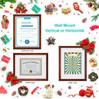 RPJC Document Frame Certificate Frames Made of Solid Wood High Definition Glass and Display Diplomas 8.5x11 with Mat or 11x14 Inch Without Mat Picture Frame Brown