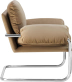 Modway Ansel Performance Velvet Accent Chair in Taupe - Stain-Resistant Velvet Lounge Chair for Living Room, Bedroom - Corner Reading Chair with Arms and Removable Cushions