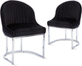 Velvet Dining Chairs Set of 2 with Silver Metal Legs, Black | Upholstered Seat, Ergonomic Backrest, 300Lbs Weight Capacity, Stylish Modern Design,for Dining Room/Kitchen