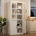 Tall Kitchen Pantry Cabinet, Farmhouse Kitchen Pantry Storage Cabinet Wood, 70.45" Large Cupboard with 4 Doors & Adjustable Shelves for Kitchen Storage, Dining, Office, Rustic White