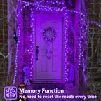 QITONG 165ft 500 LED Purple String Lights, Halloween Lights Outdoor Waterproof with 8 Modes, Green Wire Christmas Twinkle Lights Plug in Indoor