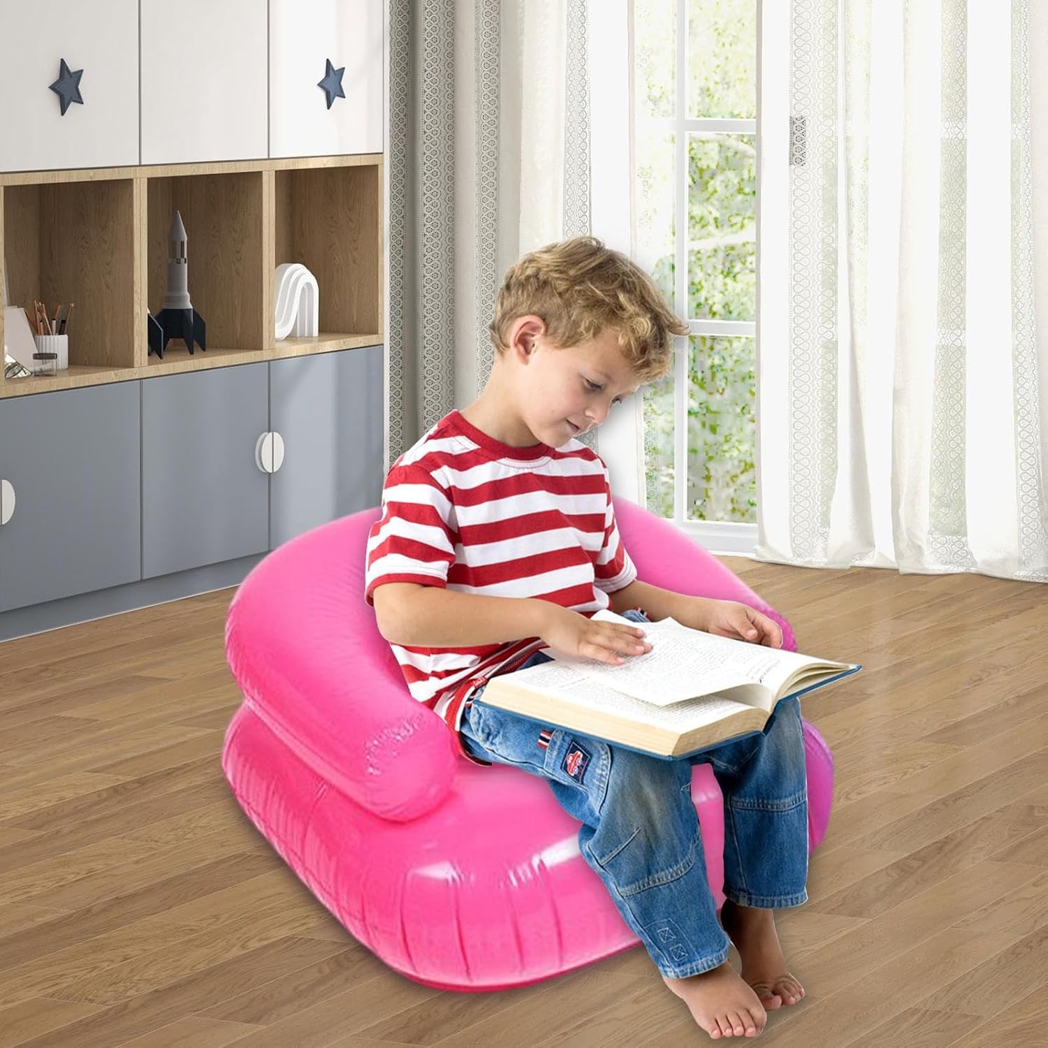 Inflatable Chair, Waterproof PVC Blow Up Chairs with 2 Air Vents, Portable Swimming Aider, Floating Seat for Boys Girls, Air Couches for Camping
