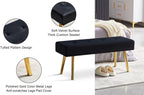Homedot Black Velvet Ottoman Bench Simple Design Soft Velvet Dining Room Bench Tufted for Kitchen, Upholstered Entryway Bench with Sturdy Metal Legs for Home