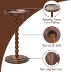 XNSDXV Round Side Table with Solid Wood Leg, Small Drink Table for Small Spaces, Martini Table with Raised Edge, Pedestal Side Table for Living Room, Bedroom,Sofa and Couch (Walnut Brown)