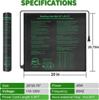 Seedling Heat Mat 20" x 20.75" Warm Hydroponic Plant for Indoor Gardening Germination Starting, Waterproof Durable